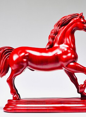 马摆件红色实木雕刻生肖马到成功房屋缺角补角五行缺火属性工艺品