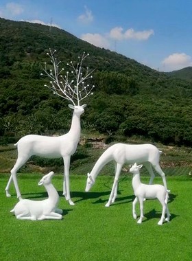 婚庆道具白鹿梅花鹿精灵小鹿婚礼背景装饰品舞台迎宾区场景布置