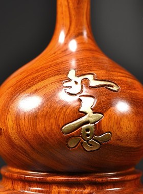 福禄葫芦摆件实木雕刻招财中式装饰祝寿送礼品客厅家居饰品工艺品