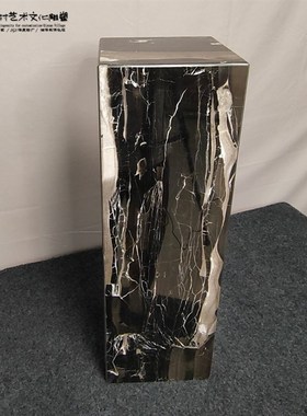 银白龙大理石雕塑艺术品样板房摆件台工艺品底座展示柱摆台雕塑台