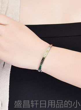 高档纯银镀金彩虹渐变蓝宝石镯仿 女款宝石美风格手时尚欧手环