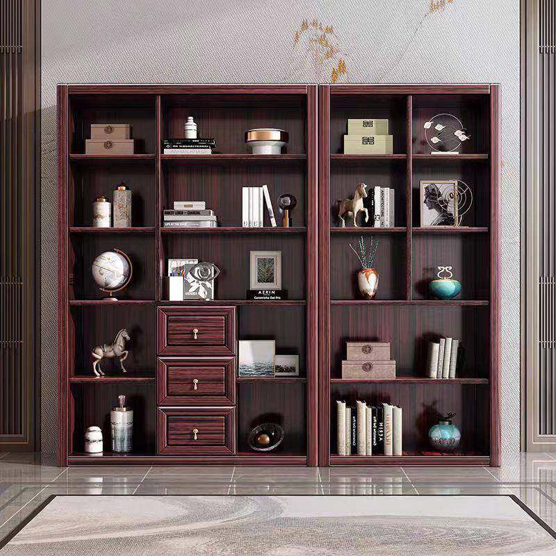乌金木书柜带玻璃书橱展示柜书房储物柜新中式办公室实木收纳柜子,淘宝优惠券,粉丝福利购,淘宝优惠卷