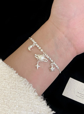 拉丝星球吊坠圆珠串珠项链女小众