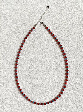 繁花~复古氛围感锁骨链女红蓝