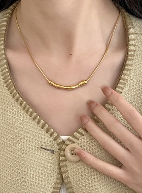 钛钢不规则褶皱项链女春夏小众