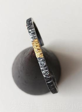 高档欧大玉浪金炼925纯银木纹手炼纯金错金敲开手原创手交工手炼