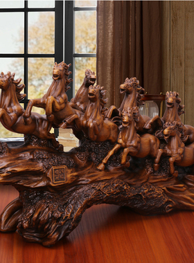 八骏雄风马摆件客厅酒柜电视柜装饰品办公室桌面摆设乔迁开业礼品