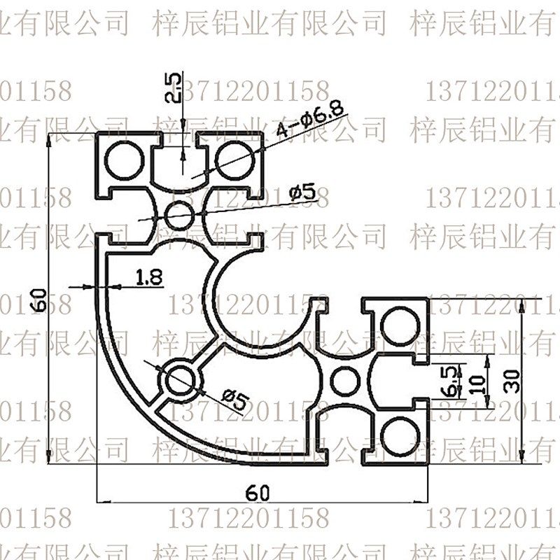 6630国标弧形工业铝型材6630R圆角铝型材60*60转角3060R半圆铝材,淘宝优惠券,粉丝福利购,淘宝优惠卷