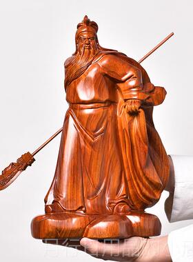 正品花梨木像雕关摆公件红木关二爷神武财关公佛像大号实木关哥关