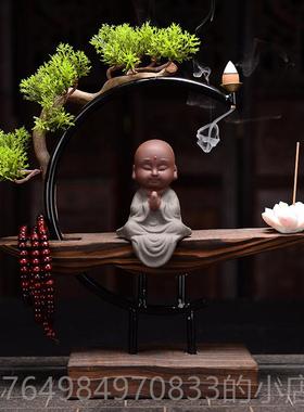正品新中室风国家禅宗小尚装饰品客厅茶室和书房办公陶瓷小和尚软