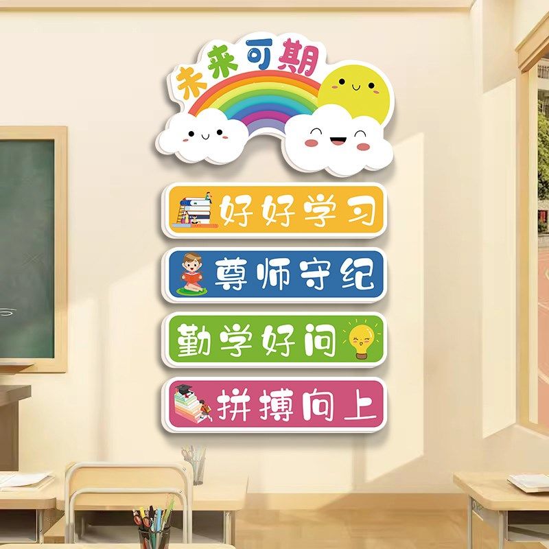 小学生班级墙贴挂画幼儿园主题背景墙面布置教室装饰文化标语贴纸,淘宝优惠券,粉丝福利购,淘宝优惠卷