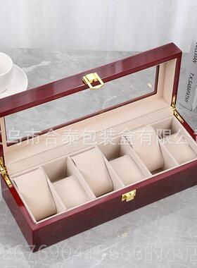 高档现货红色亮光小巧设计手锁表盒 时表尚潮翻盖带新2位木质手收