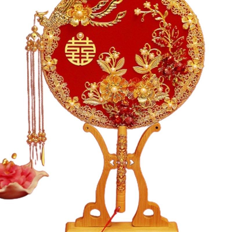 结婚扇子成品新娘秀禾服团扇出嫁喜扇成品diy中式秀禾扇子古风婚,淘宝优惠券,粉丝福利购,淘宝优惠卷
