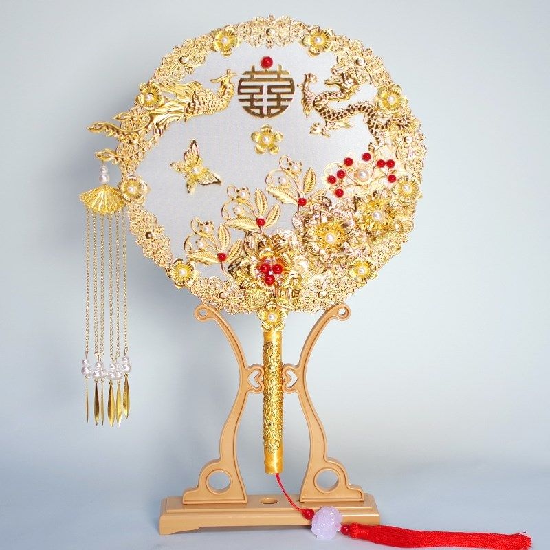 结婚扇子成品新娘秀禾服团扇出嫁喜扇成品diy中式秀禾扇子古风婚,淘宝优惠券,粉丝福利购,淘宝优惠卷