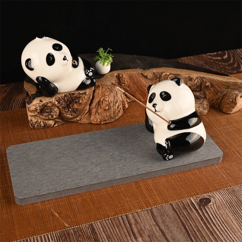 陶瓷家用室内线香插可爱熊猫摆件香薰炉茶宠茶玩客厅桌面书桌饰品,淘宝优惠券,粉丝福利购,淘宝优惠卷