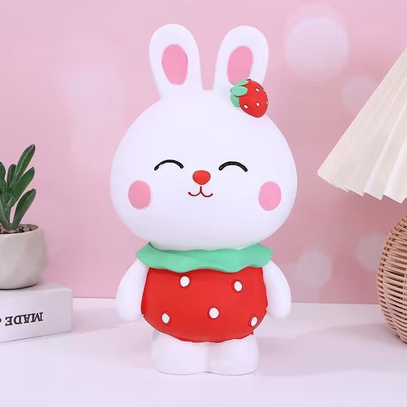 新款草莓兔草莓存钱罐儿童涂鸦彩绘手绘色卡通石膏像娃娃乳胶模具,淘宝优惠券,粉丝福利购,淘宝优惠卷