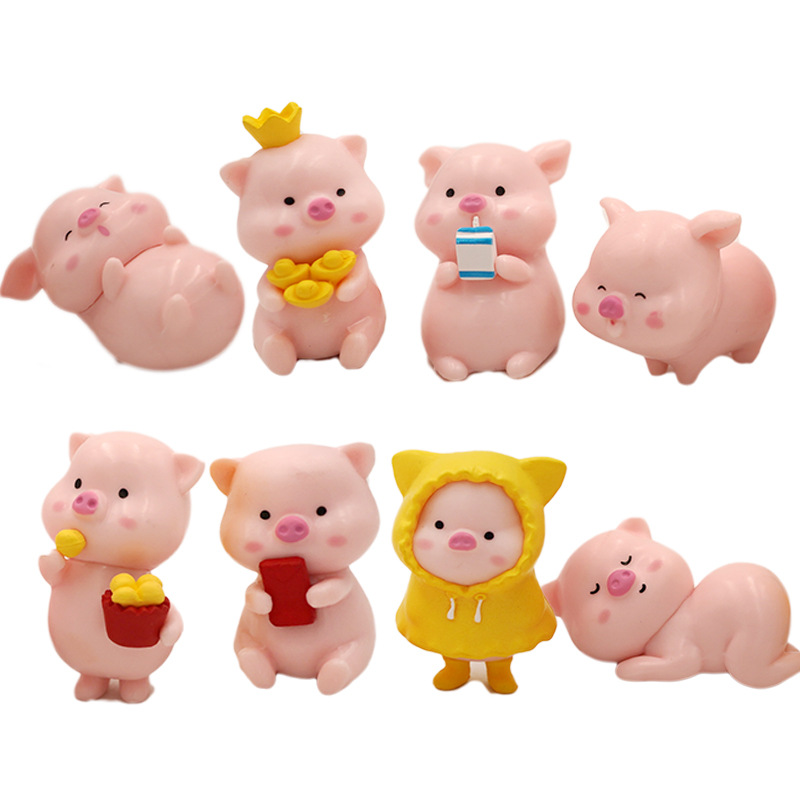 卡通汽车摆件小猪公仔迷你车载中控台摆设可爱茶杯猪车内装饰品 - 图3