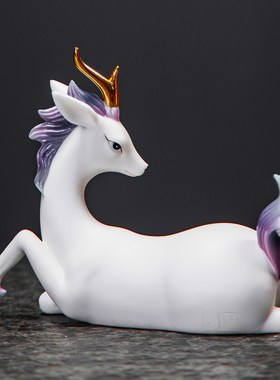 高档陶瓷七彩小灵鹿摆件客厅酒柜电视柜桌面摆放朋友送礼一鹿有你