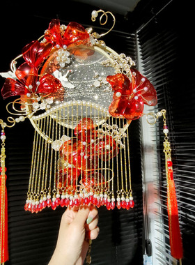 珍扇记 花开并蒂 新娘高级团扇结婚中式秀禾手捧出门扇diy手捧花