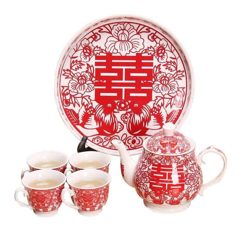 OQ5F7717712M婚庆用品茶壶具套装喜庆结中婚式礼新娘红色陶瓷茶改,淘宝优惠券,粉丝福利购,淘宝优惠卷