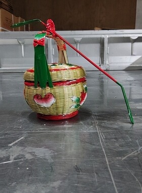 潮汕手工竹编花篮收纳