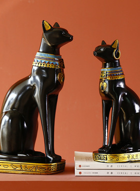 创意异域风情埃及猫神摆件树脂工艺品 实用装饰书挡烛台软装礼品