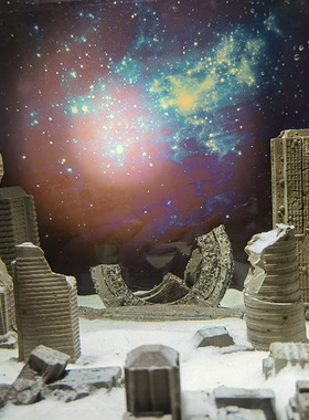 冬官手作 水泥树脂鱼缸造景摆件布景科幻时空门虫洞星门星际之门