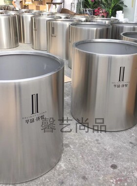 304不锈钢花盆 落地大花瓶圆形 方形304花器包检测 绿植园艺花钵