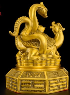 黄铜玄武神兽摆件四大神兽一套青龙白虎朱雀玄武龟客厅玄关大号