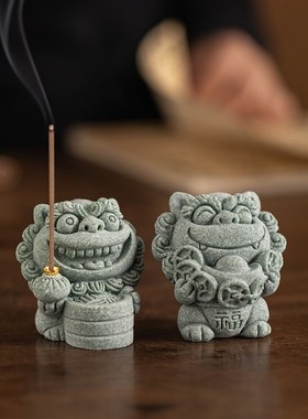 可爱小狮子茶宠摆件创意平安蒸蒸日上放轻松办公室桌面装饰治愈系