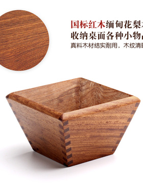 红木实木日进斗金米斗缅甸花梨创意粗陶客厅摆件入伙招财开张礼品