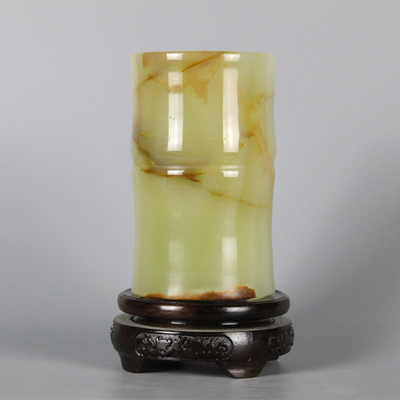 Natural jade pen holder, office stationery, creative business gifts, home crafts, Afghan jade ornaments, small vase