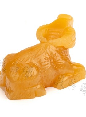 天然玉石牛摆件大号生肖水牛招财家居办公室装饰黄玉卧牛手工雕刻