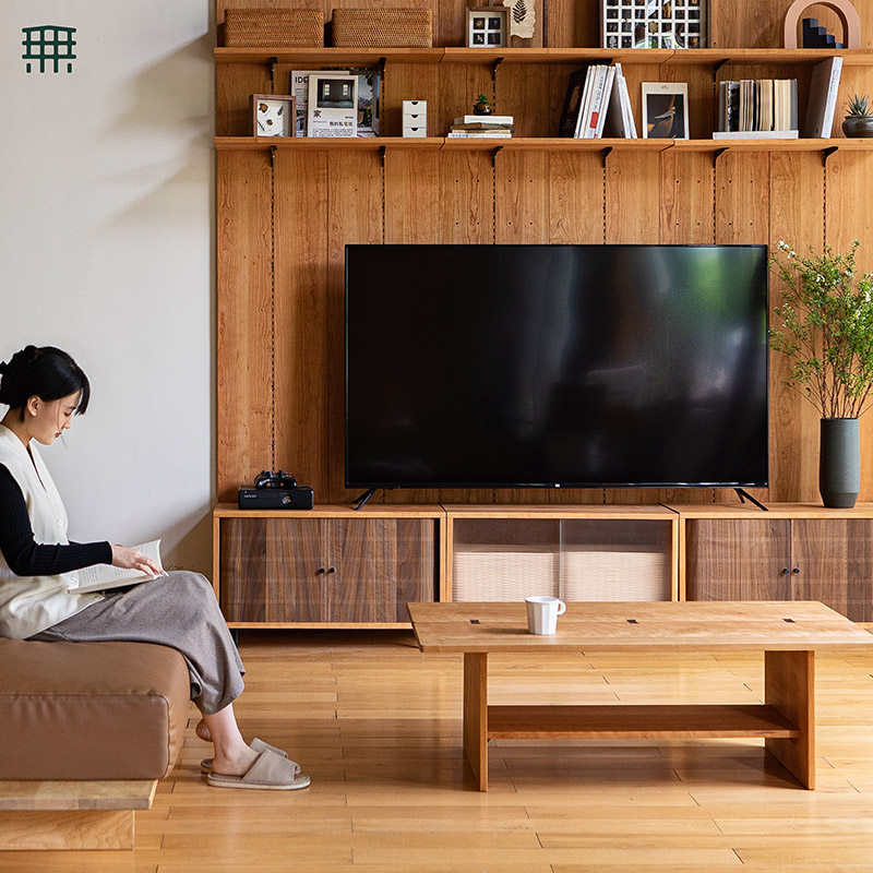 Nothing means all wall hanging system solid wood combination storage bookshelf sideboard TV wall hole hole board partition decorative wall