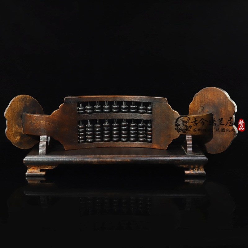 古玩收藏实木花梨木镶多宝如意算盘时来运转玉算盘精打细算摆件 - 图3