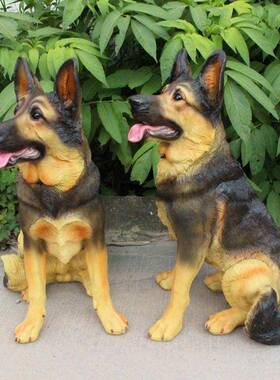 仿真大狼狗玻璃狗BLG-70LG件看门摆狗钢工装艺品饰德国牧羊犬雕塑