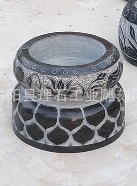 石雕柱基石仿古做旧柱墩底座青石柱础中式庭院柱基石家用装饰摆件