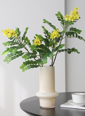 黄槐花仿真花假花摆设客厅仿生花客厅餐桌玄关装饰品花艺插花摆件