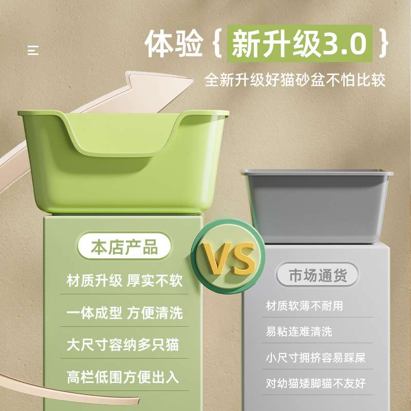 Cat litter box extra large fully semi-enclosed cat toilet anti-splash kitten low-threshold cat litter box cleaning supplies