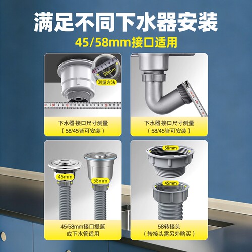 厨房下水管排水管洗菜盆水槽下水道管道管子洗碗池配件防臭延长管 - 图1