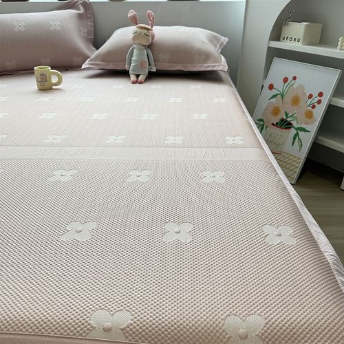 A类亲肤凉感冰豆豆夏季冰丝凉席夏天2024新款软席子可折叠三件套 - 图0