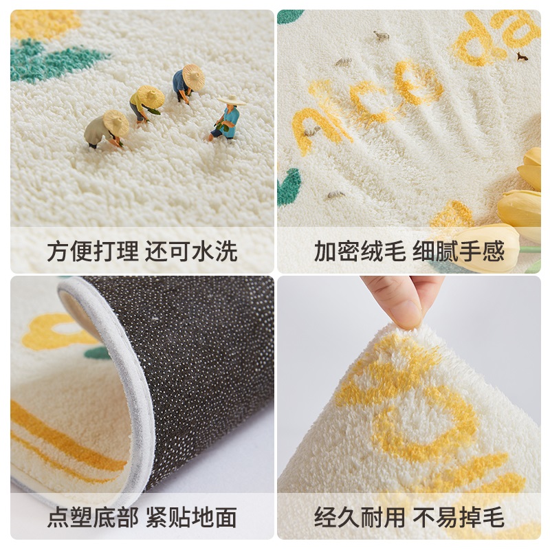 仿羊绒地毯卧室床边毯书房可爱卡通家用长条地垫现代简约客厅毯子 - 图3
