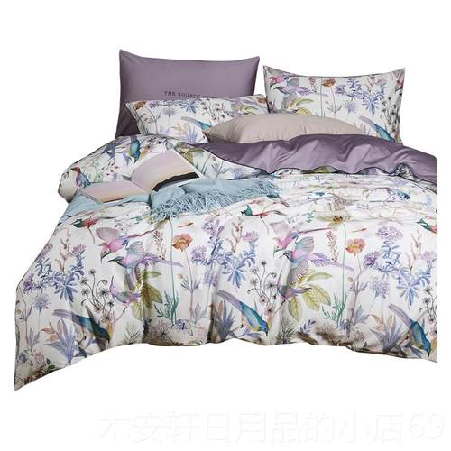 正品美单式0支6长绒棉数码印全花四件套棉床床笠被套1.8m纯棉床上 - 图3