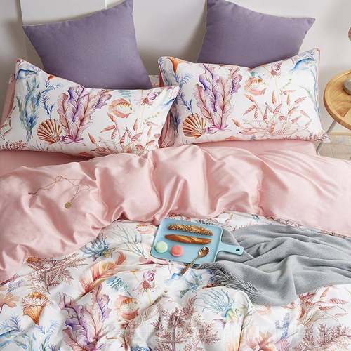 正品美单式0支6长绒棉数码印全花四件套棉床床笠被套1.8m纯棉床上 - 图1