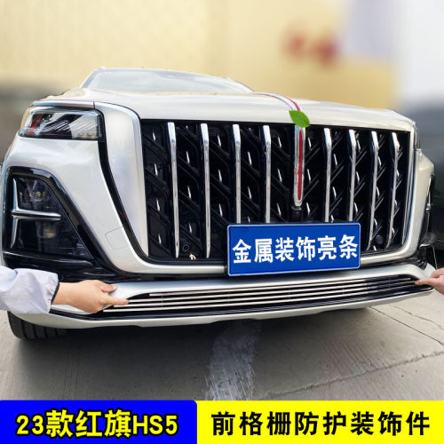23款红旗HS5中网前脸前杠格栅外观改装装饰条防虫网汽车用品配件 - 图1