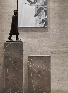 大理石石墩定制底座酒店大堂客厅玄关会所工艺品摆台雕塑展示台