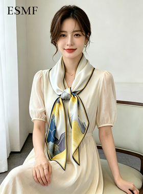 ESMF春秋细窄长条丝巾女装饰