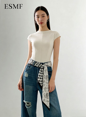 ESMF佩斯利纹女长条丝巾腰带