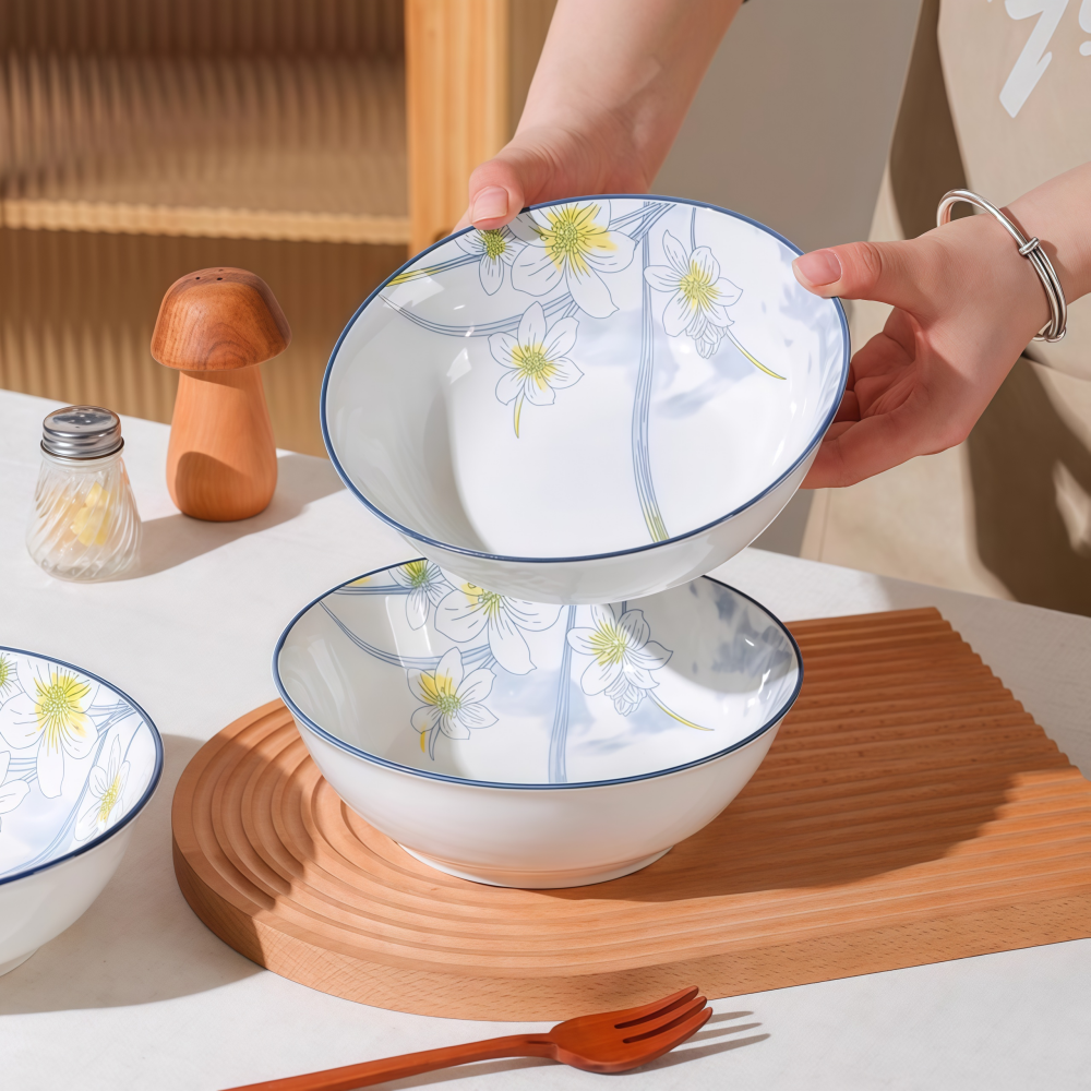 7英寸大号陶瓷面碗釉下彩陶瓷碗家用吃饭碗汤碗高颜值泡面碗餐具