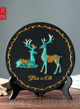 高档金乌炭雕北in风现欧代家居摆件客厅s电视柜玄关饰装品创意礼